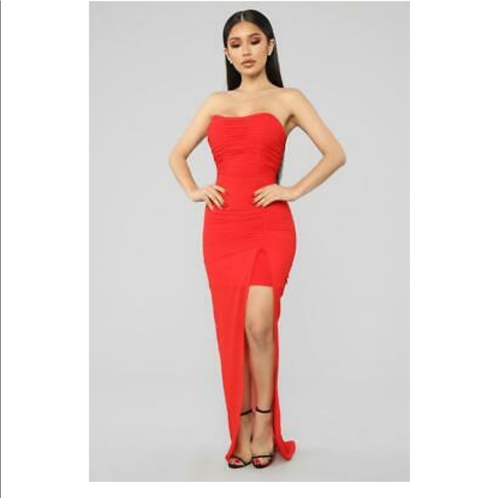 Feelin saucy red ruched midi dress